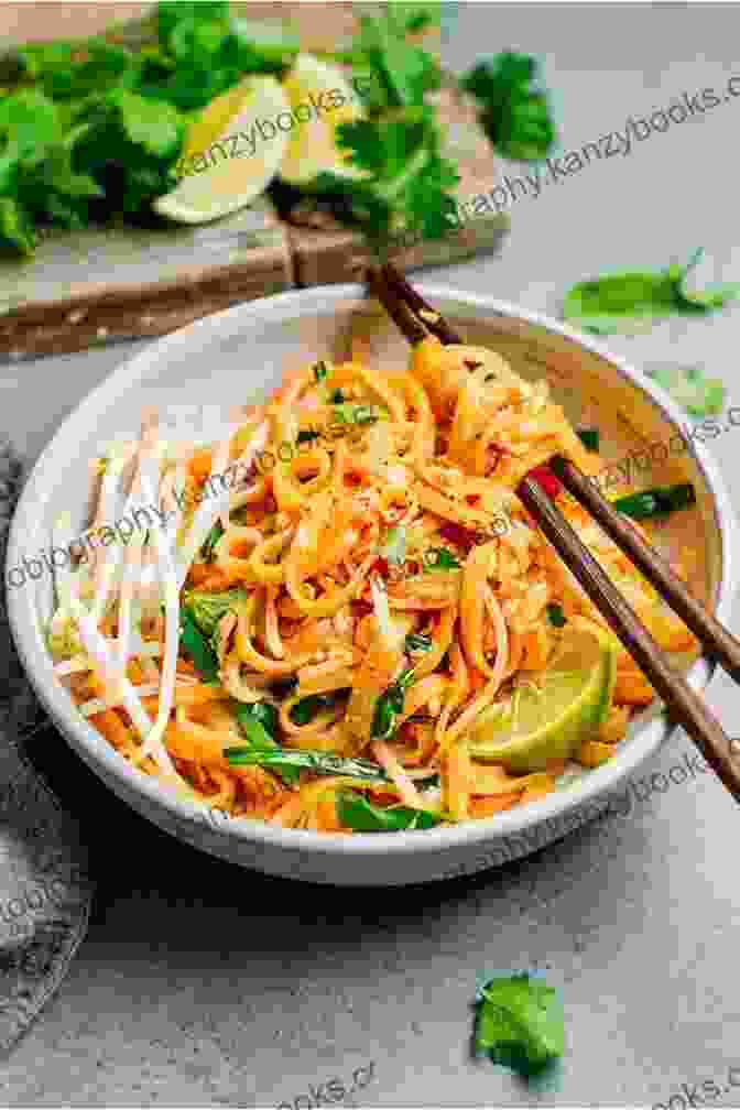 Delectable Vegetable Pad Thai With Vibrant Vegetables, A Sprinkle Of Peanuts, And A Wedge Of Lime. Bravo 365 Yummy Healthy Vegetarian Recipes: More Than A Yummy Healthy Vegetarian Cookbook